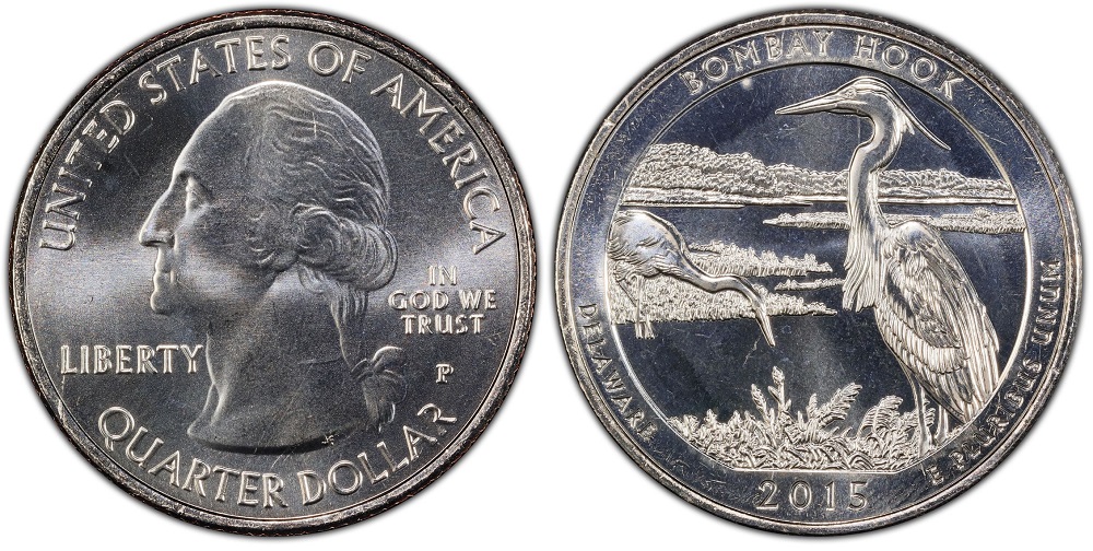 2015 America the Beautiful quarter showing Washington obverse and park reverse design
